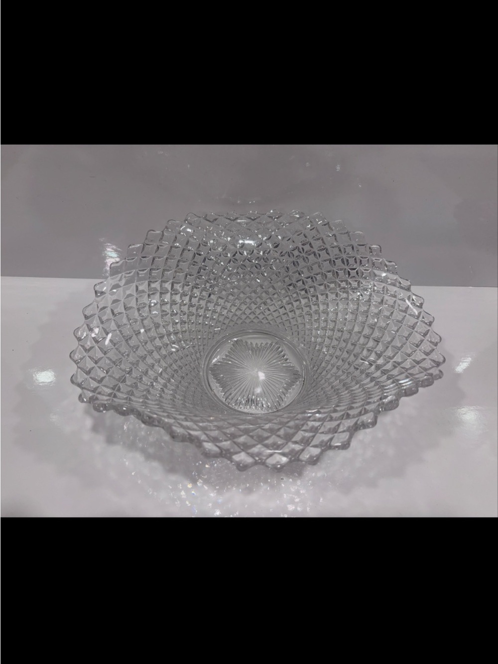 Vintage clear glass Hobnail bowl 12” Serving Dish